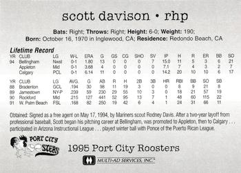 1995 Multi-Ad Port City Roosters #NNO Scott Davison Back