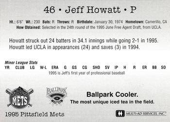 1995 Multi-Ad Pittsfield Mets #NNO Jeff Howatt Back