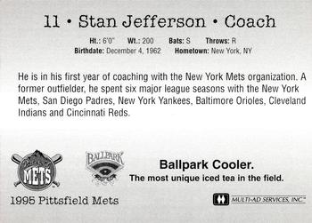 1995 Multi-Ad Pittsfield Mets #NNO Stan Jefferson Back