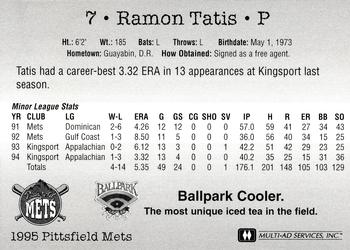 1995 Multi-Ad Pittsfield Mets #NNO Ramon Tatis Back