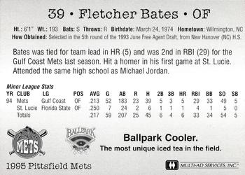 1995 Multi-Ad Pittsfield Mets #NNO Fletcher Bates Back