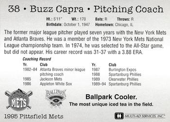 1995 Multi-Ad Pittsfield Mets #NNO Buzz Capra Back