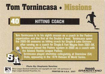 2007 Grandstand San Antonio Missions #NNO Tom Tornincasa Back