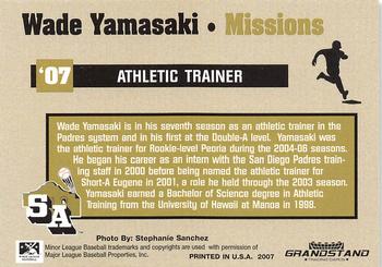 2007 Grandstand San Antonio Missions #NNO Wade Yamasaki Back