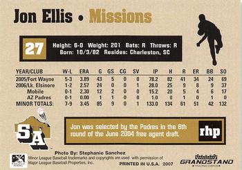 2007 Grandstand San Antonio Missions #NNO Jon Ellis Back