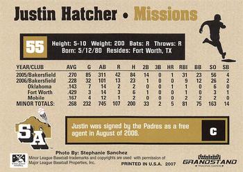 2007 Grandstand San Antonio Missions #NNO Justin Hatcher Back