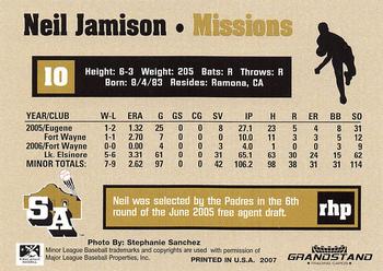 2007 Grandstand San Antonio Missions #NNO Neil Jamison Back