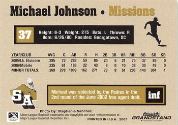 2007 Grandstand San Antonio Missions #NNO Michael Johnson Back