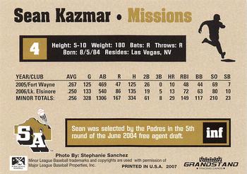 2007 Grandstand San Antonio Missions #NNO Sean Kazmar Back
