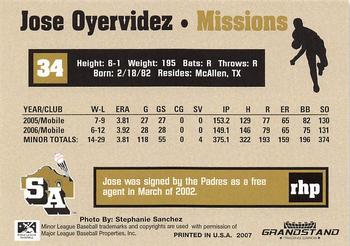 2007 Grandstand San Antonio Missions #NNO Jose Oyervidez Back