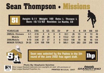 2007 Grandstand San Antonio Missions #NNO Sean Thompson Back