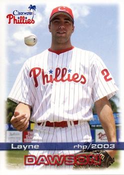 2003 Grandstand Clearwater Phillies #NNO Layne Dawson Front