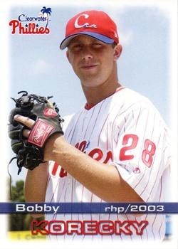 2003 Grandstand Clearwater Phillies #NNO Bobby Korecky Front