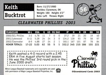 2003 Grandstand Clearwater Phillies #NNO Keith Bucktrot Back