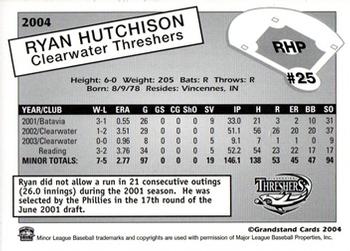 2004 Grandstand Clearwater Threshers #NNO Ryan Hutchison Back