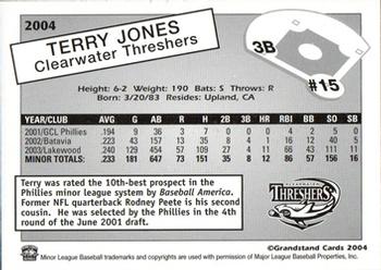 2004 Grandstand Clearwater Threshers #NNO Terry Jones Back