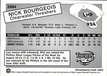 2004 Grandstand Clearwater Threshers #NNO Nick Bourgeois Back