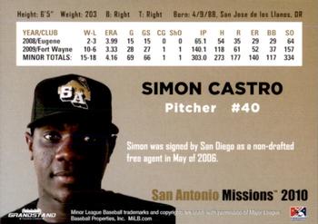 2010 Grandstand San Antonio Missions #NNO Simon Castro Back