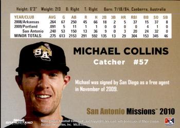 2010 Grandstand San Antonio Missions #NNO Michael Collins Back