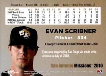 2010 Grandstand San Antonio Missions #NNO Evan Scribner Back