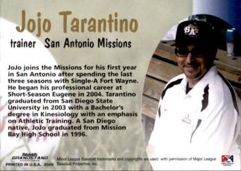 2009 Grandstand San Antonio Missions #NNO Jojo Tarantino Back
