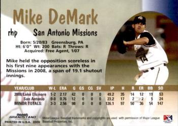 2009 Grandstand San Antonio Missions #NNO Mike DeMark Back