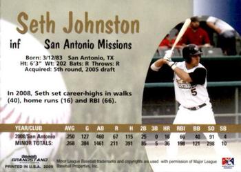 2009 Grandstand San Antonio Missions #NNO Seth Johnston Back