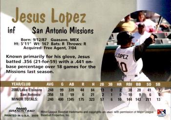2009 Grandstand San Antonio Missions #NNO Jesus Lopez Back