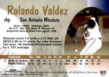 2009 Grandstand San Antonio Missions #NNO Rolando Valdez Back