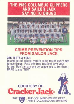 1989 Columbus Clippers Police #10 Hipolito Pena Back