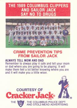 1989 Columbus Clippers Police #17 Randy Velarde Back
