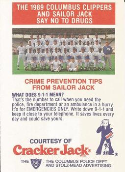 1989 Columbus Clippers Police #22 Kevin Maas Back