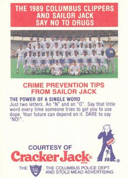 1989 Columbus Clippers Police #6 Jimmy Jones Back