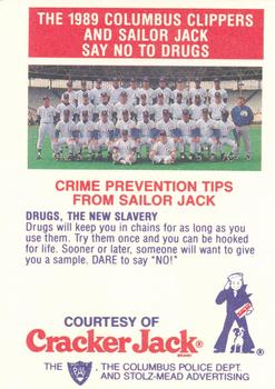 1989 Columbus Clippers Police #9 Clay Parker Back