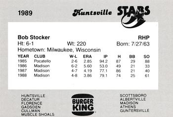 1989 Burger King Huntsville Stars #NNO Bob Stocker Back