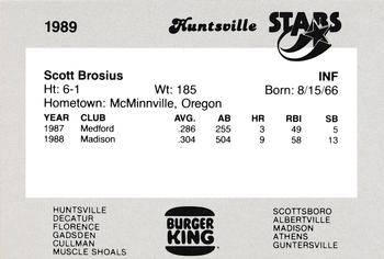 1989 Burger King Huntsville Stars #NNO Scott Brosius Back
