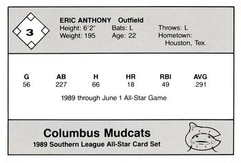1989 Jennings Southern League All-Stars  #3 Eric Anthony Back