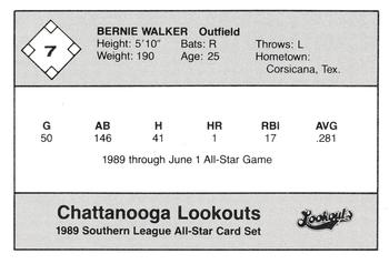 1989 Jennings Southern League All-Stars  #7 Bernie Walker Back