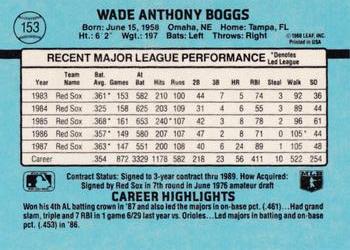 1988 Donruss Boston Red Sox Team Collection #153 Wade Boggs Back