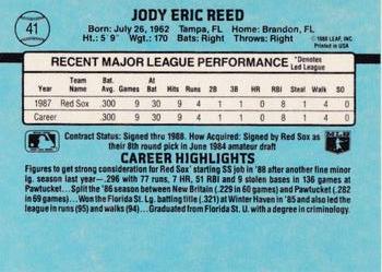 1988 Donruss Boston Red Sox Team Collection #41 Jody Reed Back