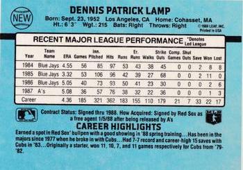 1988 Donruss Boston Red Sox Team Collection #NEW Dennis Lamp Back