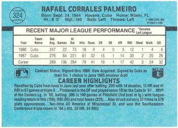 1988 Donruss Chicago Cubs Team Collection #324 Rafael Palmeiro Back