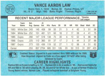 1988 Donruss Chicago Cubs Team Collection #NEW Vance Law Back