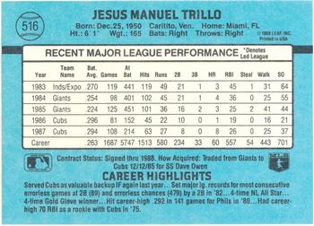 1988 Donruss Chicago Cubs Team Collection #516 Manny Trillo Back