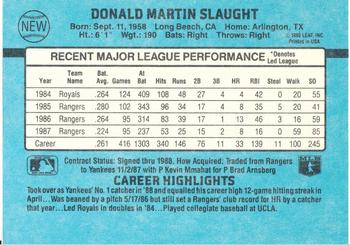 1988 Donruss New York Yankees Team Collection #NEW Don Slaught Back