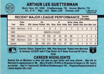 1988 Donruss New York Yankees Team Collection #NEW Lee Guetterman Back