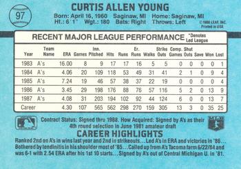1988 Donruss Oakland Athletics Team Collection #97 Curt Young Back