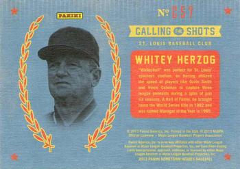 2013 Panini Hometown Heroes - Calling the Shots #CS7 Whitey Herzog Back