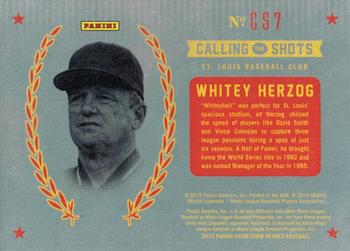 2013 Panini Hometown Heroes - Calling the Shots Gold #CS7 Whitey Herzog Back