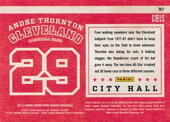 2013 Panini Hometown Heroes - City Hall #CH15 Andre Thornton Back